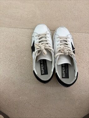 White & Black Leather golden goose Sneakers